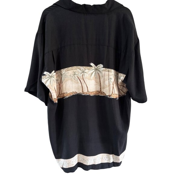 Bamboo Cay Mens Shirt L Black Short Sleeve Hawaiian Palm Tree Design - Picture 2 of 6
